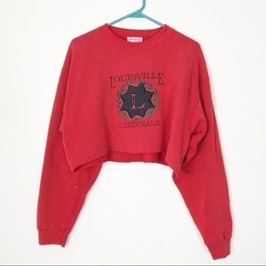 VTG Louisville Cardinal Crop Crewneck Sweatshirt L